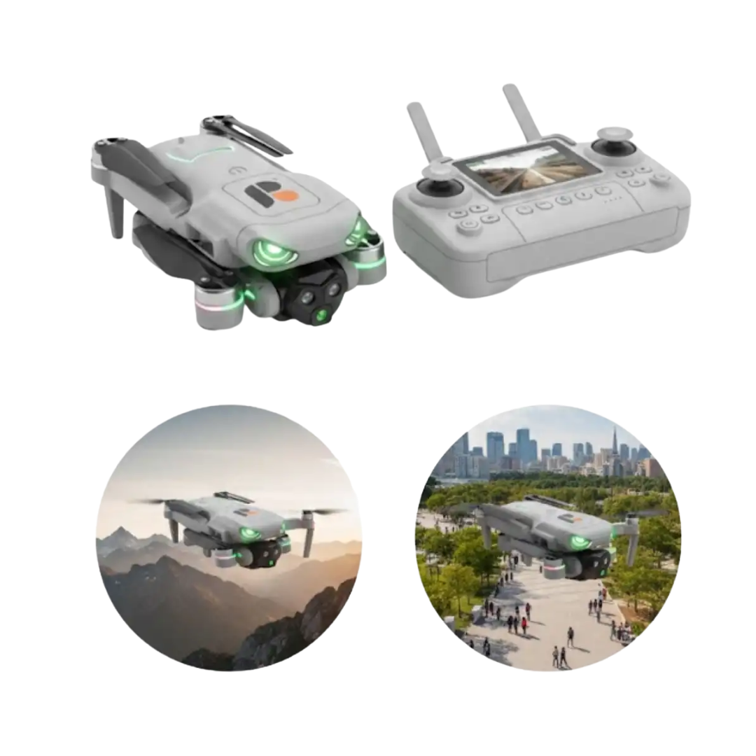 Smart Drone - 4 Yönlü Engel Sensörlü, HD Kameralı ve Kendinden Ekranlı Kumandalı Katlanabilir Drone