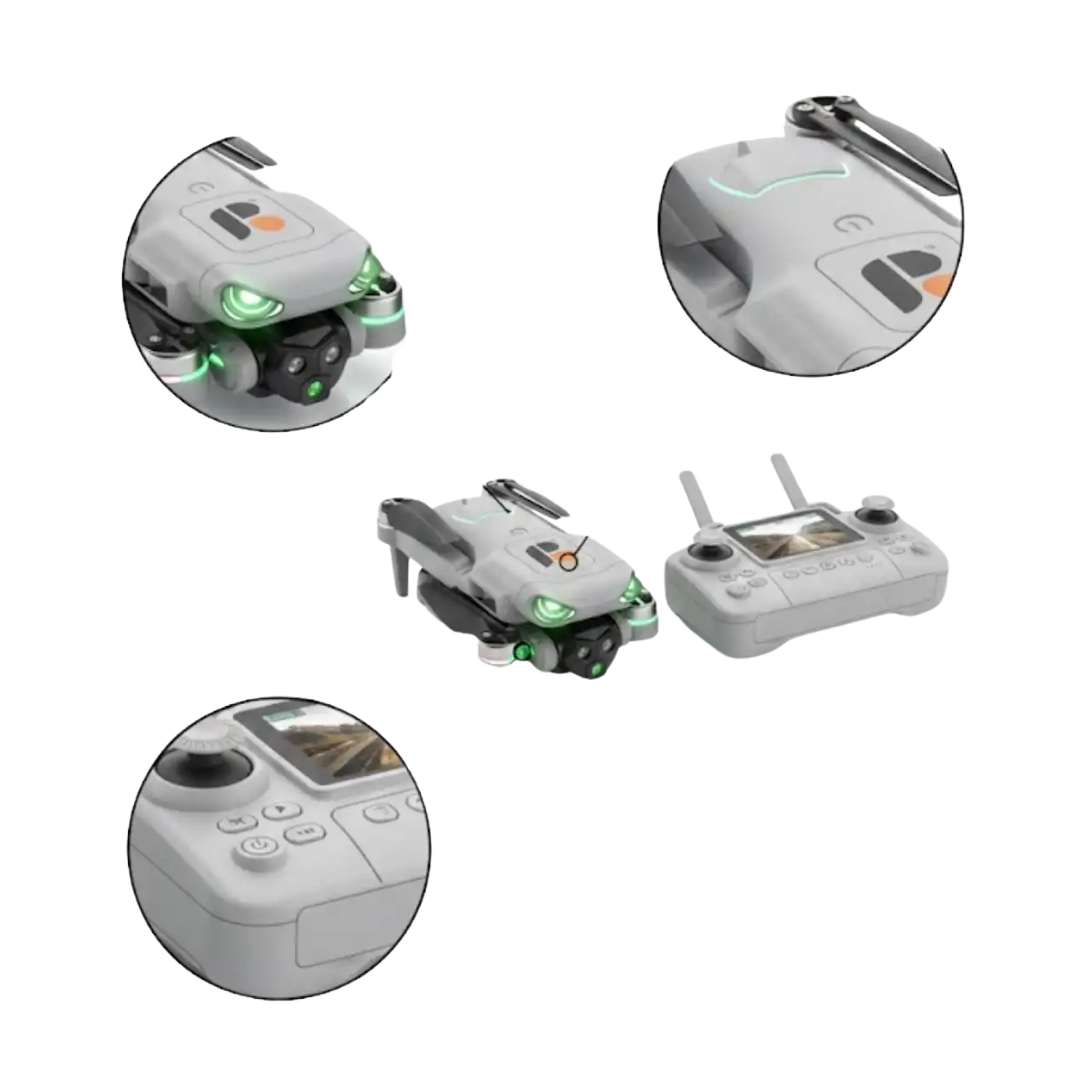 Smart Drone - 4 Yönlü Engel Sensörlü, HD Kameralı ve Kendinden Ekranlı Kumandalı Katlanabilir Drone